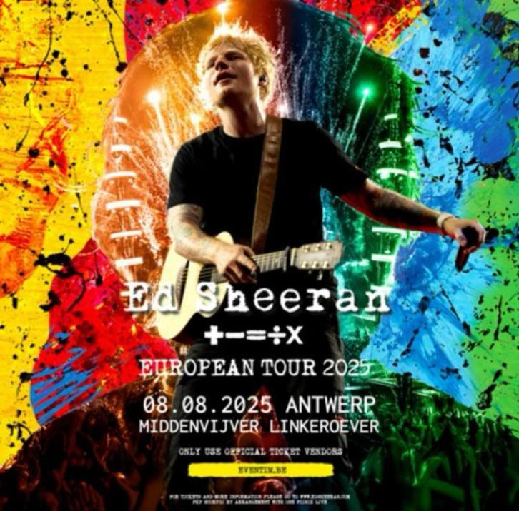2 tickets Ed Sheeran @Antwerpen Middenvijver Linkeroever, Tickets en Kaartjes, Concerten | Pop, Twee personen, Augustus