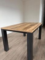 Eetkamertafel - antraciet / eikenkleur - 77x139x90, Ophalen, 100 tot 150 cm, Eikenhout, 50 tot 100 cm