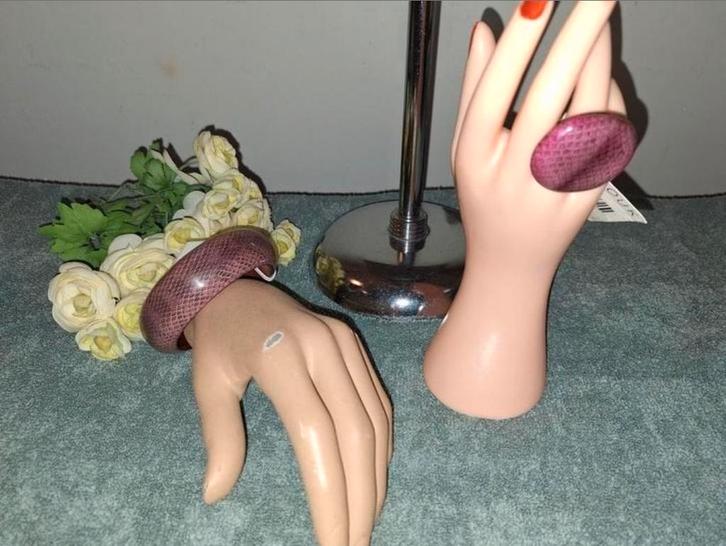 Manouk - armband, ring snakeprint, Sieraden, Tassen en Uiterlijk, Armbanden, Nieuw, Roze, Verzenden