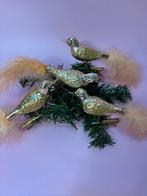 Set 4 gouden glazen vogeltjes op clip 6, Diversen, Kerst, Ophalen of Verzenden