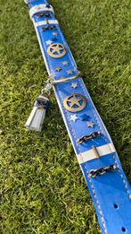 Stoere design halsband blauw leer nappa ster concho 39-49, Ophalen of Verzenden, Handgemaakt, Nieuw