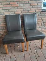 Antraciet leren eetkamerstoelen, Ophalen, Gebruikt, Grijs, Twee