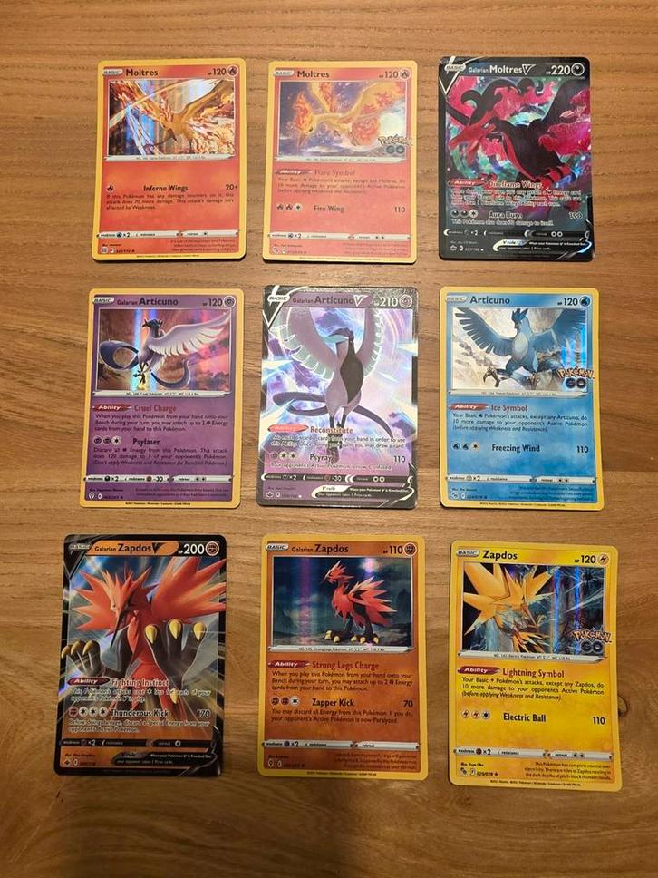 Moltres, Articuno en Zapdos pokemon, Hobby en Vrije tijd, Verzamelkaartspellen | Pokémon, Zo goed als nieuw, Meerdere kaarten