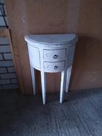 Halfrond haltafeltje met 2 laatjes, Huis en Inrichting, Tafels | Sidetables, Ophalen, Zo goed als nieuw, Rechthoekig, 100 tot 150 cm