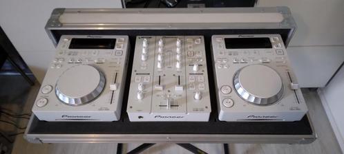 Witte Pioneerset 2x CDJ-350, DJM-350, monitors en flightcase, Muziek en Instrumenten, Dj-sets en Draaitafels, Zo goed als nieuw