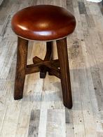 Antiek Schapenleren Krukje, Huis en Inrichting, Stoelen, Ophalen, Gebruikt, Bruin, Leer