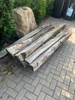 10 x Ruwe Eiken Palen plusminus 1,50 mtr, Doe-het-zelf en Verbouw, Hout en Planken, Ophalen, Gebruikt, Eiken, 50 mm of meer