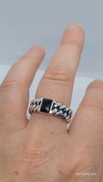 Zilveren ring Buddha to Buddha chain met onyx, 20 of groter, Ophalen of Verzenden, Zo goed als nieuw, Dame of Heer