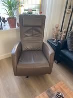 Prominent relax stoel handmatig Taupe, Huis en Inrichting, Stoelen, Ophalen, Leer, Zo goed als nieuw, Eén