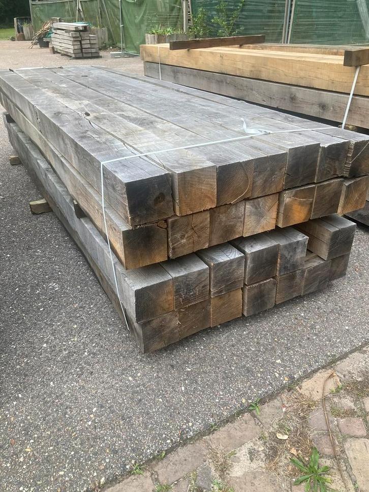 Eiken balken, palen, Europees hout, Tuin en Terras, Palen, Balken en Planken, Zo goed als nieuw, Balken, 250 cm of meer, Ophalen
