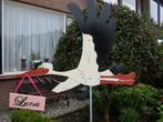 Geboortebord Vliegende Ooievaar., Kinderen en Baby's, Kraamcadeaus en Geboorteborden, Ophalen of Verzenden, Geboortebord