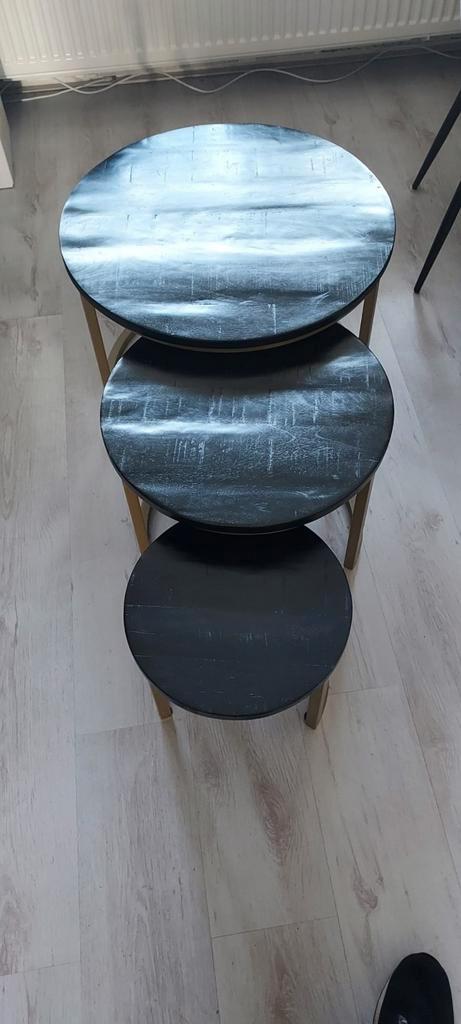 3 Nestbare Salontafels - Ronde Vorm, Huis en Inrichting, Tafels | Salontafels, Gebruikt, Minder dan 50 cm, Minder dan 50 cm, Minder dan 50 cm