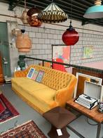 Prachtige donker gele 3zits bank - vintage retro velours, Ophalen, Hout, Gebruikt, Driepersoons