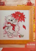 Bubble Teddybeer met een rode kerstster borduurpatroon, Ophalen, Nieuw, Handborduren, Patroon