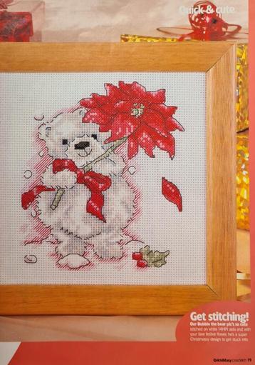 Bubble Teddybeer met een rode kerstster borduurpatroon beschikbaar voor biedingen