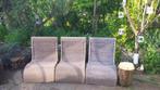 vintage grijsblauwe ROTAN STOELEN 3 stuks, Huis en Inrichting, Stoelen, Ophalen, Gebruikt, Drie, Blauw