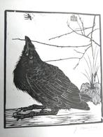 Vogeltje met mugje, houtsnede Jan Mankes, 1918, Antiek en Kunst, Ophalen of Verzenden
