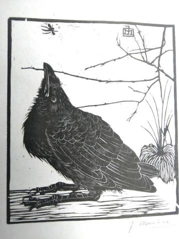 Vogeltje met mugje, houtsnede Jan Mankes, 1918 beschikbaar voor biedingen