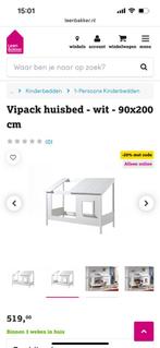 Vipack Huisjesbed, Ophalen, 85 tot 100 cm, Gebruikt, Lattenbodem