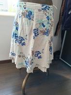 Linnen zomerrok met bloemenprint - Maat 48, Wit, Maat 46/48 (XL) of groter, Ophalen of Verzenden, Knielengte