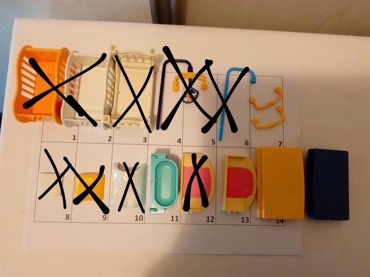 Playmobil onderdelen slaapkamer, bed, deken, commode, mobile, Kinderen en Baby's, Speelgoed | Playmobil, Gebruikt, Los playmobil