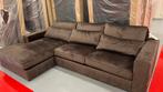 Seats & Sofas California donkerbruine fluwelen hoekbank, Huis en Inrichting, Banken | Bankstellen, Ophalen, 250 tot 300 cm, Gebruikt