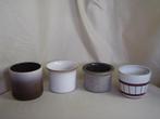 4 vintage aardewerk bloempotten wit beige bruin, Gebruikt, Rond, Binnen, Ophalen of Verzenden