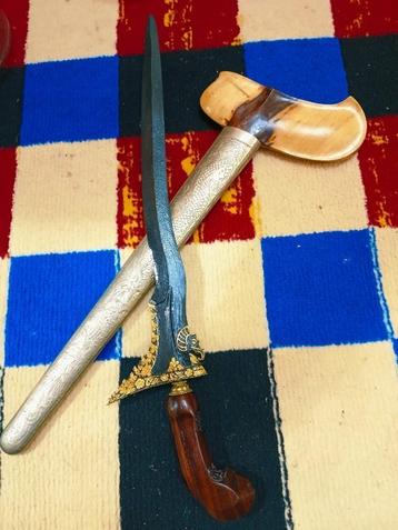 Antieke Keris Jangkung Mangkunegara 3 Luk Kinatah Goud SVC87 beschikbaar voor biedingen