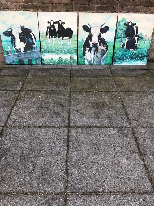 4 koeienschilderijen van Theo Schildkamp, Huis en Inrichting, Woonaccessoires | Schilderijen, Tekeningen en Foto's, Zo goed als nieuw