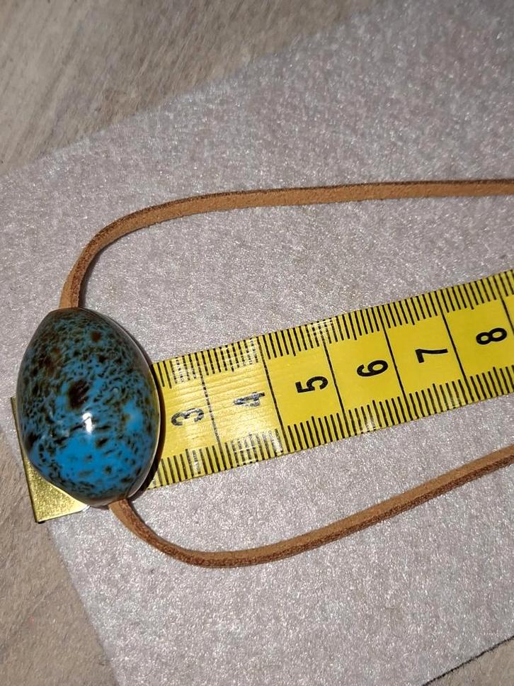 Ketting nieuw ongebruikt bruin turkoois porselein hanger, Sieraden, Tassen en Uiterlijk, Kettingen, Nieuw, Steen of Mineraal, Blauw