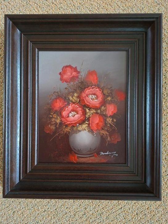 Fraai schilderij op doek/ pioenrozen/ ingelijst, Antiek en Kunst, Kunst | Schilderijen | Klassiek, Ophalen of Verzenden