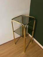 Messing Bijzettafel met Glas, Huis en Inrichting, Ophalen, Minder dan 55 cm, Vierkant, 60 cm of meer