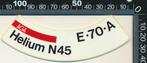 Sticker: Aga - Helium N45 - E-70-A, Verzamelen, Ophalen of Verzenden, Zo goed als nieuw, Bedrijf of Vereniging