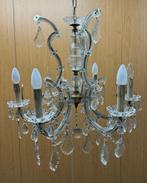 Antieke kroonluchter, 6 lichts, glas/koper, Ophalen