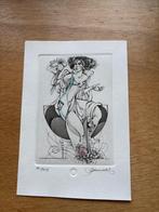 Vrije grafiek van Hedwig Pauwels - Vrouw met bloem, Antiek en Kunst, Ophalen of Verzenden