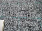 Nr.7: Coupon grijs grijze stof met zwart en groen streepje N, Hobby en Vrije tijd, Stoffen en Lappen, 200 cm of meer, Nieuw, 30 tot 120 cm