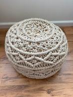 Poef - rond- ecru - 55 cm doorsnede, Ophalen of Verzenden, Zo goed als nieuw, Rond, 50 tot 75 cm