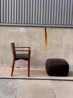 MINOTTI hocker poef voetenbank BOTERO kastanjebruin leer, Leer, Ophalen of Verzenden, Zo goed als nieuw, 50 tot 75 cm