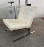 Fauteuil wit leren Italiaanse Barcelona stijl Chair jaren 60, Ophalen of Verzenden