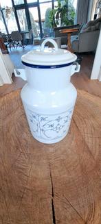 Blauw Saks Emaille Melkbus met Deksel, Ophalen of Verzenden