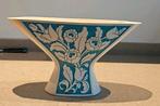 Art deco vaas, diabolo, in turquoise/gebroken wit, Antiek en Kunst, Ophalen of Verzenden
