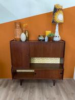 Vintage teak highboard retro midcentury modern, Ophalen, 100 tot 150 cm, 150 tot 200 cm, Teakhout