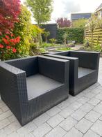 2 loungestoelen zonder kussens, Tuin en Terras, Tuinsets en Loungesets, Wicker, Gebruikt, 2 zitplaatsen, Ophalen