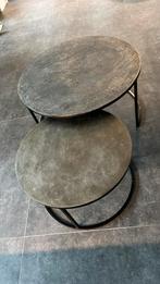 metalen salontafelset 2 stuks, Huis en Inrichting, Tafels | Salontafels, Ophalen, 50 tot 100 cm, Rond, Zo goed als nieuw
