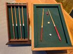 Miniatuur biljartspel met standaard en keu’s, Ophalen, Gebruikt
