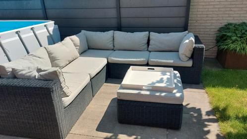 Prachtig Royal Lifestyle loungeset/hoekbank, Tuin en Terras, Tuinsets en Loungesets, Zo goed als nieuw, Wicker, Hocker, Ophalen