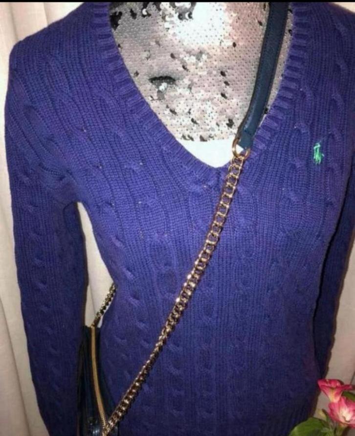 Prachtige paarse RALPH LAUREN V hals trui mt, Kleding | Dames, Truien en Vesten, Zo goed als nieuw, Maat 38/40 (M), Paars, Ophalen of Verzenden