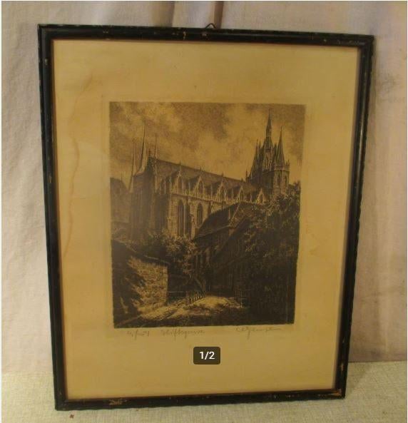 Prachtige Oude Gravure 'Stiftgasse Wenen' - 35x29, Antiek en Kunst, Kunst | Etsen en Gravures, Ophalen of Verzenden