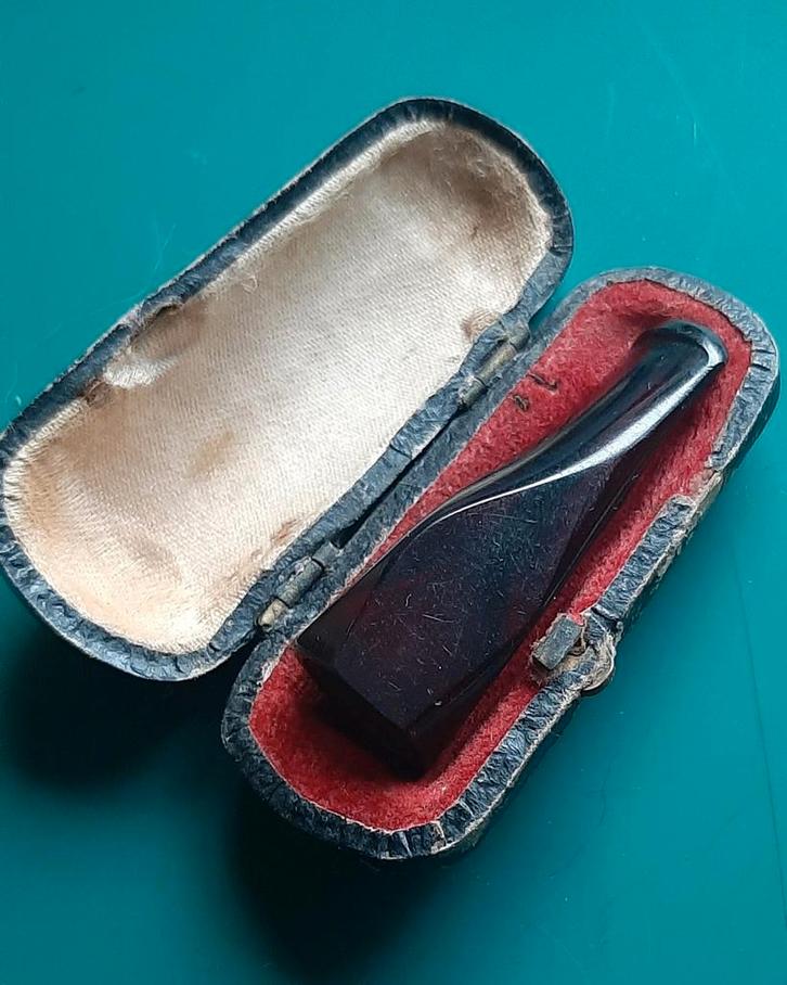 Vintage Amber Sigarettenhouder met Doos, Antiek en Kunst, Antiek | Overige Antiek, Ophalen of Verzenden