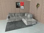 GRATIS LEVERING Ribstof Hoekbank Grijs 270x225 GEREINIGD, Huis en Inrichting, 250 tot 300 cm, Hoekbank, Ophalen of Verzenden, Zo goed als nieuw
